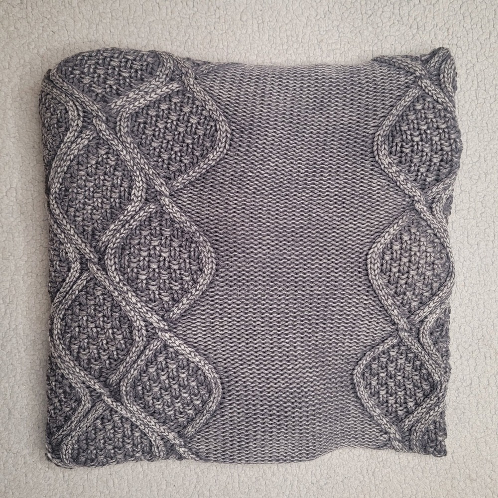 Pottery Barn Throw Blanket Gray Cable Knit Oversized Cottagecore Hygge Cozy Boho